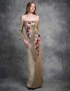Sequined applique dress