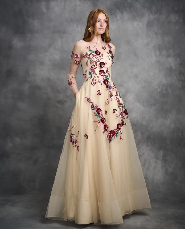 Tulle Gown with sequined lace
