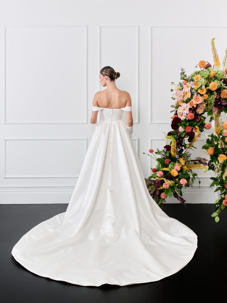 Strapless Satin Basque waist off shoulder wedding dress 2026 wedding dresses