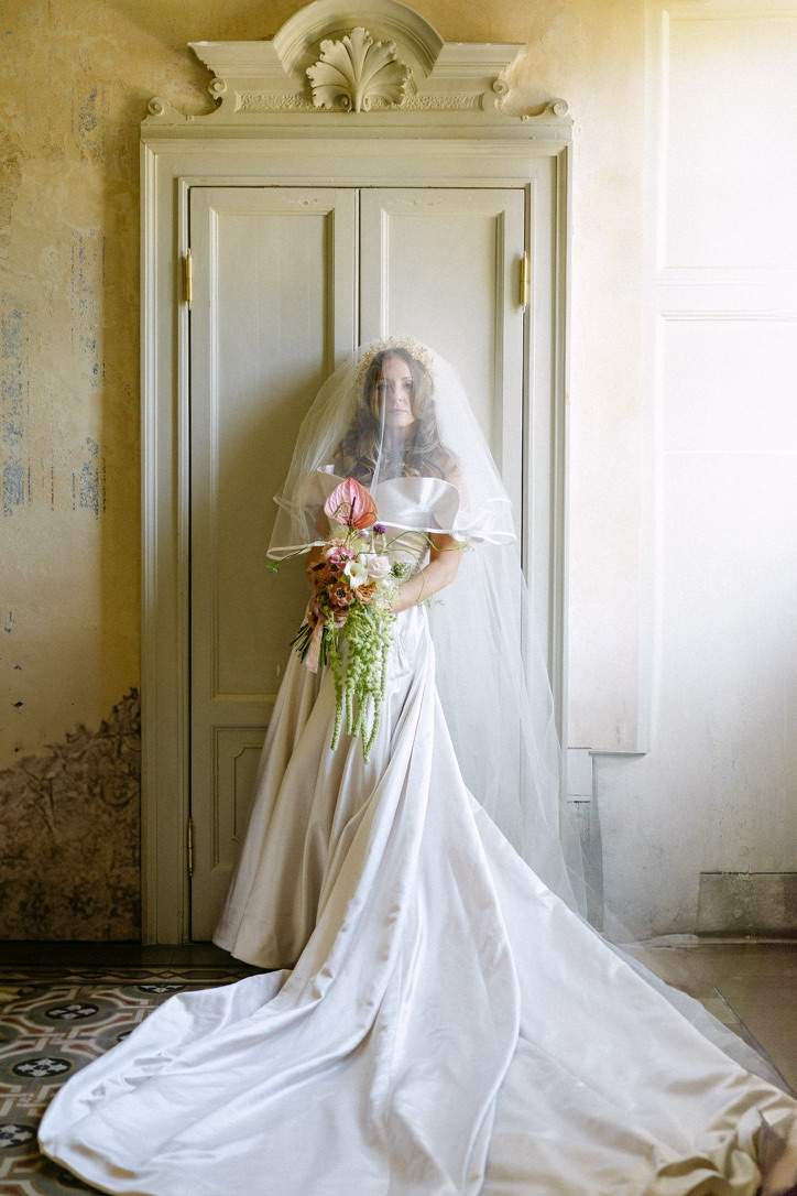 Custom made wedding dress satin a-line wedding dress Guillermo Pharis Wedding Dress