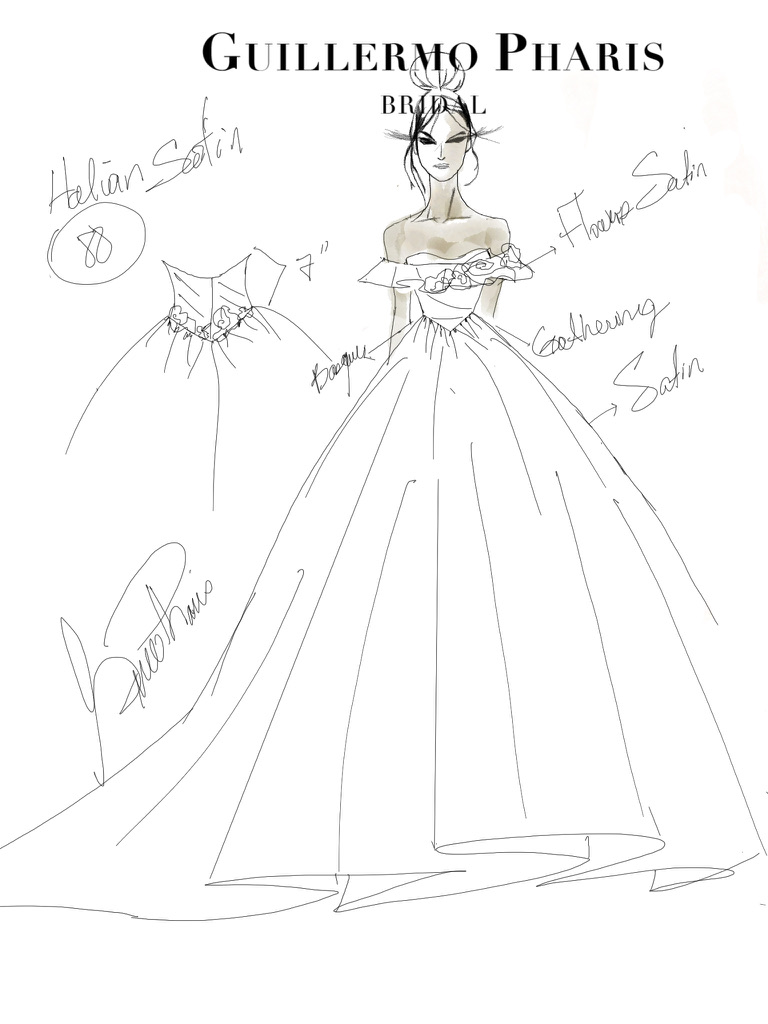 Custom made wedding dress wedding dress sketch wedding dress Guillermo Pharis Wedding Dress