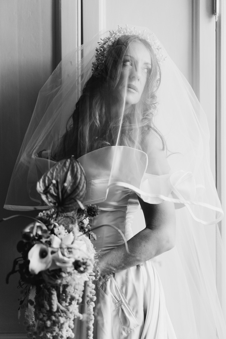 Custom made wedding dress satin a-line wedding dress Guillermo Pharis Wedding Dress