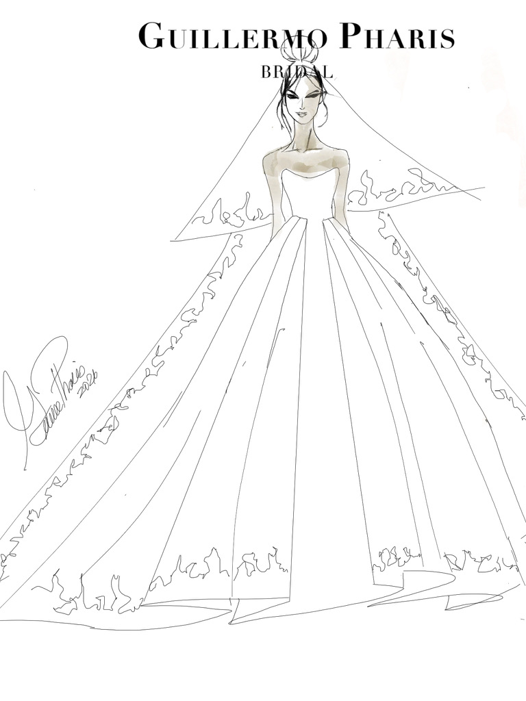 Custom made wedding dress wedding dress sketch wedding dress Guillermo Pharis Wedding Dress