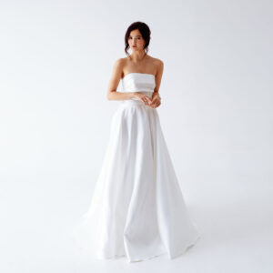 Guillermo Pharis mikado strapless a line wedding dress