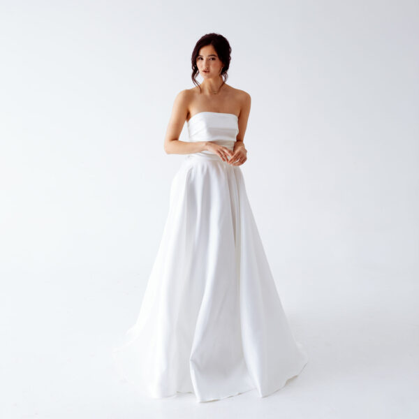 Guillermo Pharis mikado strapless a line wedding dress