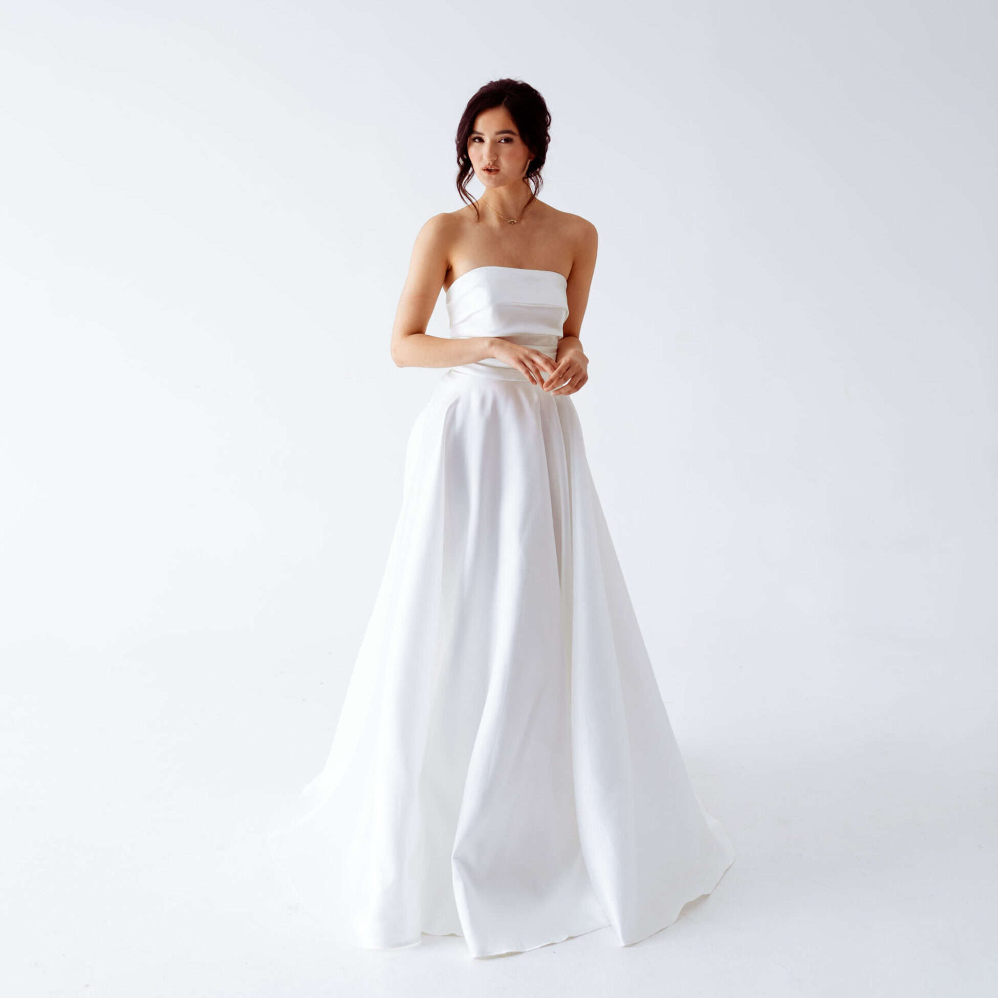 Guillermo Pharis mikado strapless a line wedding dress