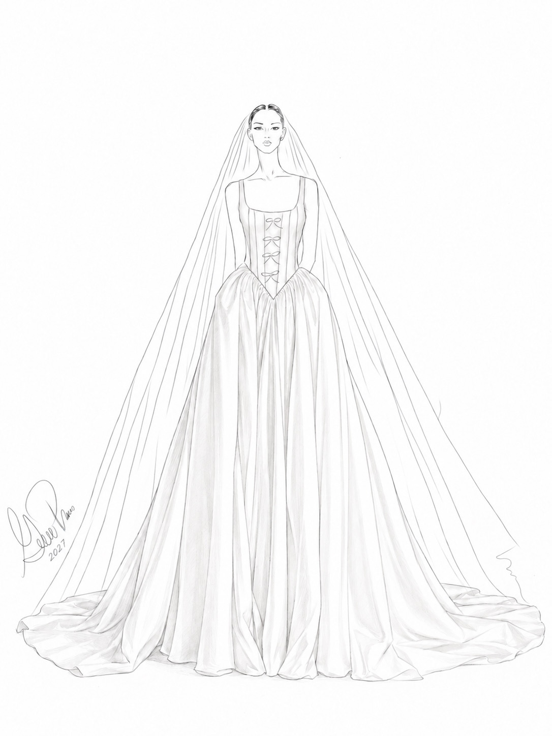 Guillermo Pharis Wedding dress sketch 2027 wedding dress