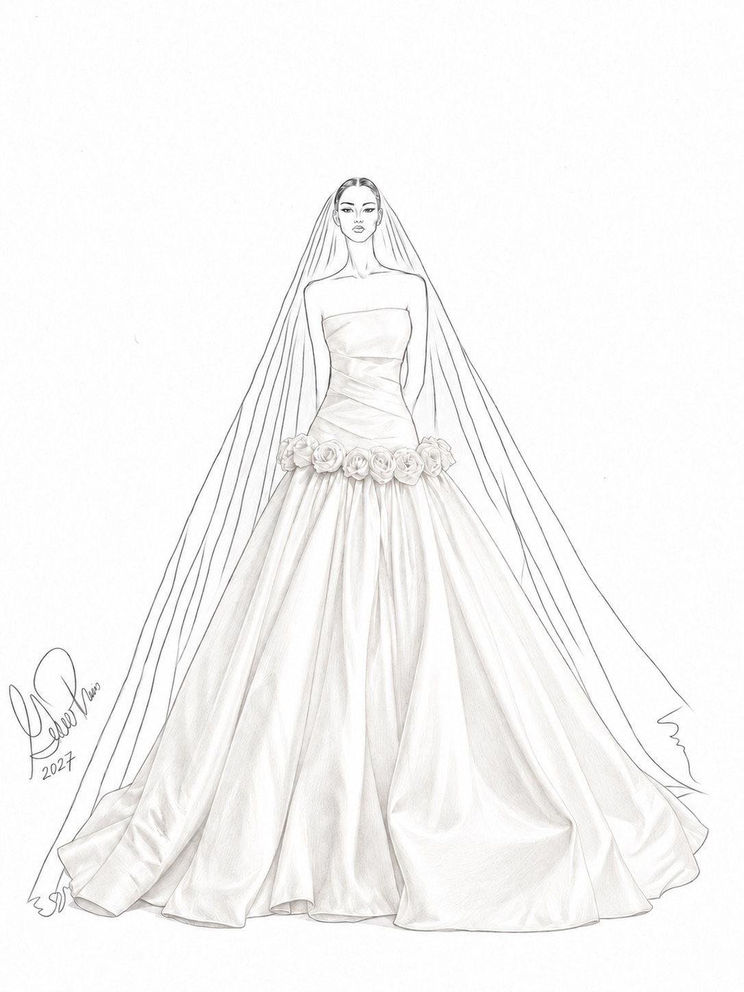 Guillermo Pharis Wedding dress sketch 2027 wedding dress