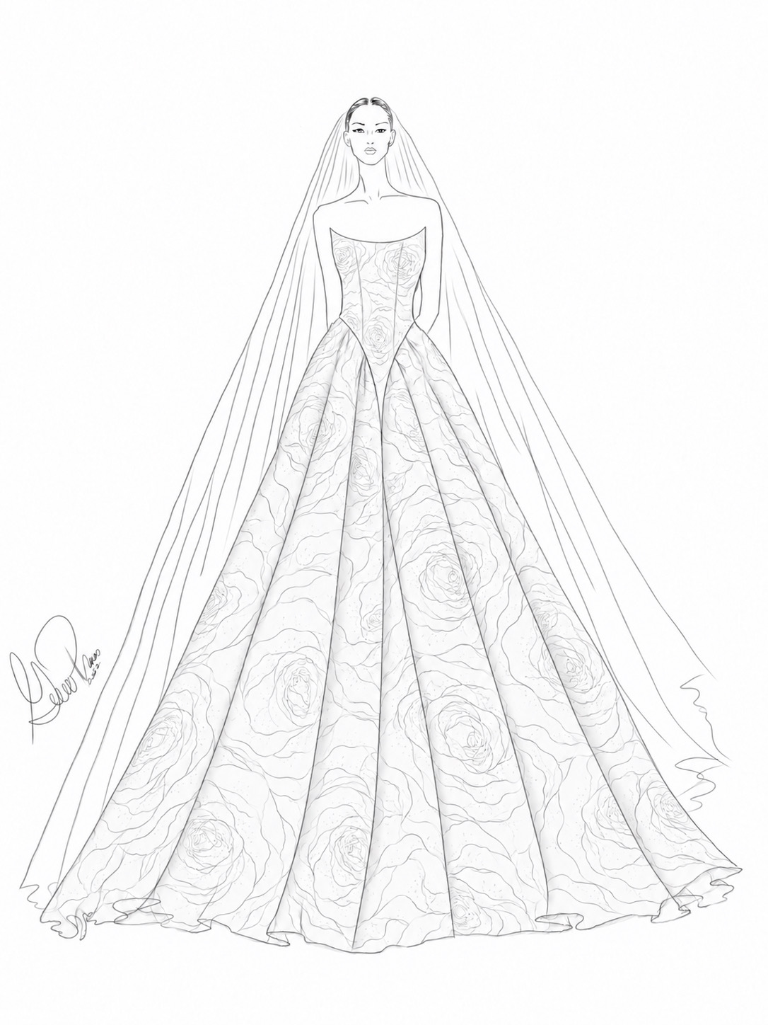 Guillermo Pharis Wedding dress sketch 2027 wedding dress