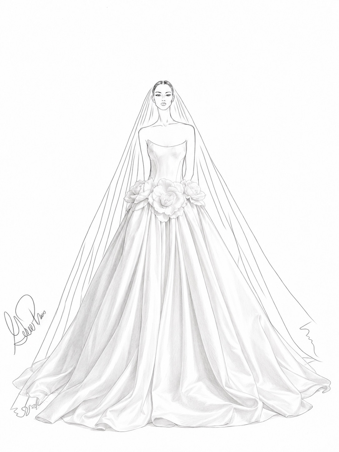 Guillermo Pharis Wedding dress sketch 2027 wedding dress