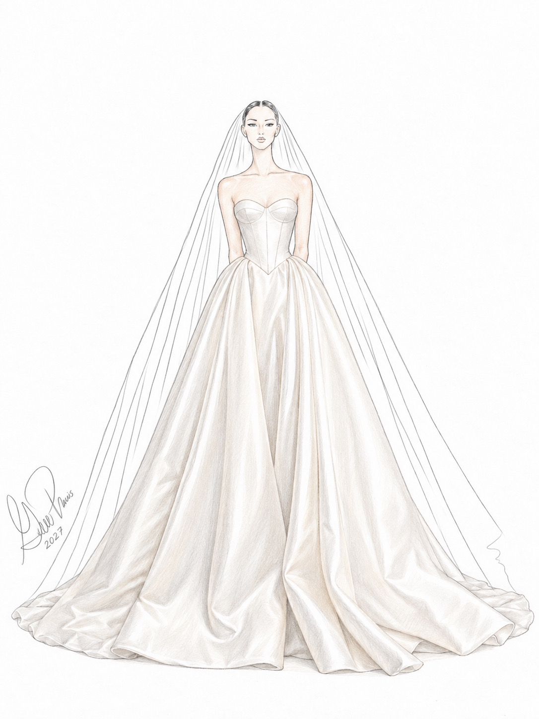 Guillermo Pharis Wedding dress sketch 2027 wedding dress